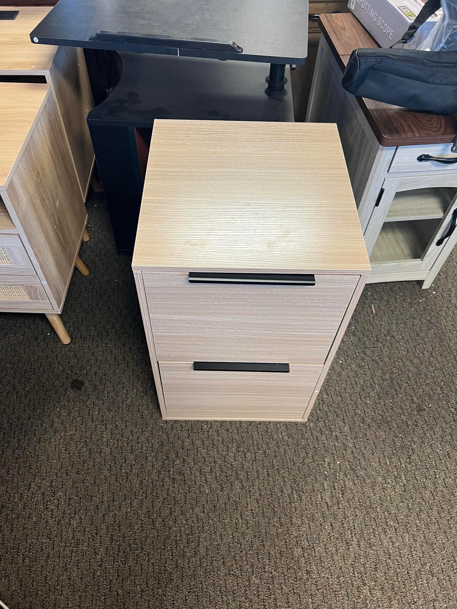 Wooden File Cabinet with 2 Drawers, Letter Size Wooden Office Filing Cabinets, Small Vertical File Cabinet for Home Office, Living Room, Beige,