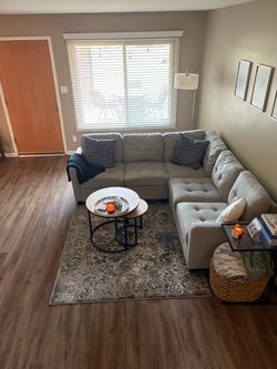 Gray Tufted Sectional Sofa