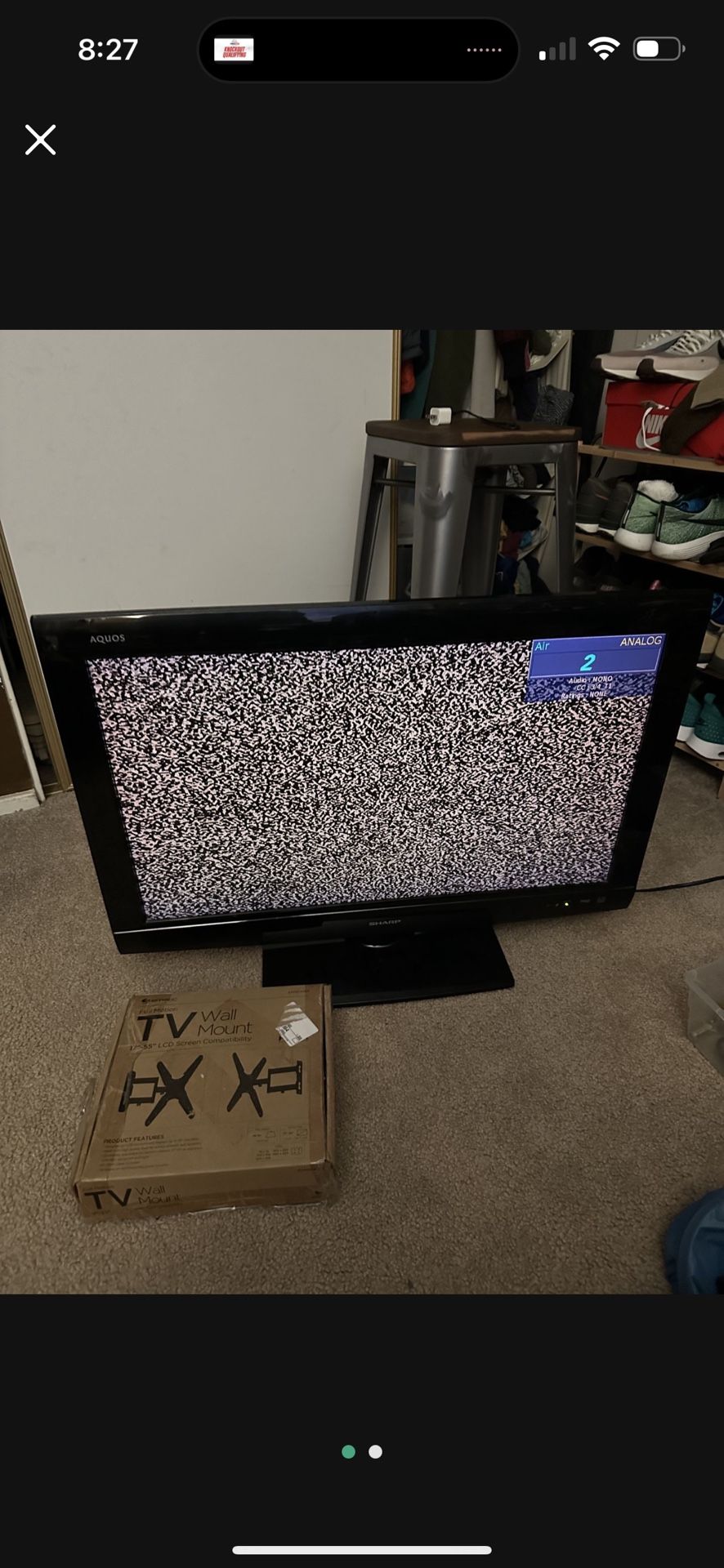 Sharp Aquos 32” Tv w/ Full Motion Wall Mount