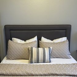 Queen Size Grey Fabric Headboard – $50 OBO