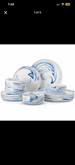 MALACASA Plates and Bowls Sets, 12 Pieces Porcelain Dinnerware Sets Dishware