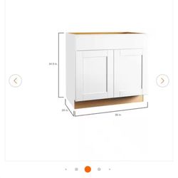 Hampton Bay Shaker Satin White 36 in Sink Base Cabinet