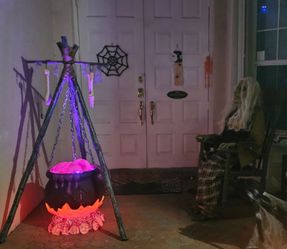 Rocking chair witch and cauldron