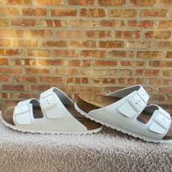 Birkenstock Arizona Soft Footbed Slide Sandals 39 Women 8 Men 6 Antique White 