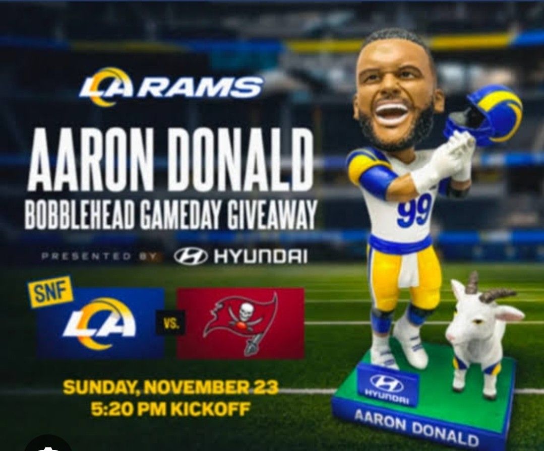 November 23rd Rams Vs Tampa Bay Arron Donald Bobblehead