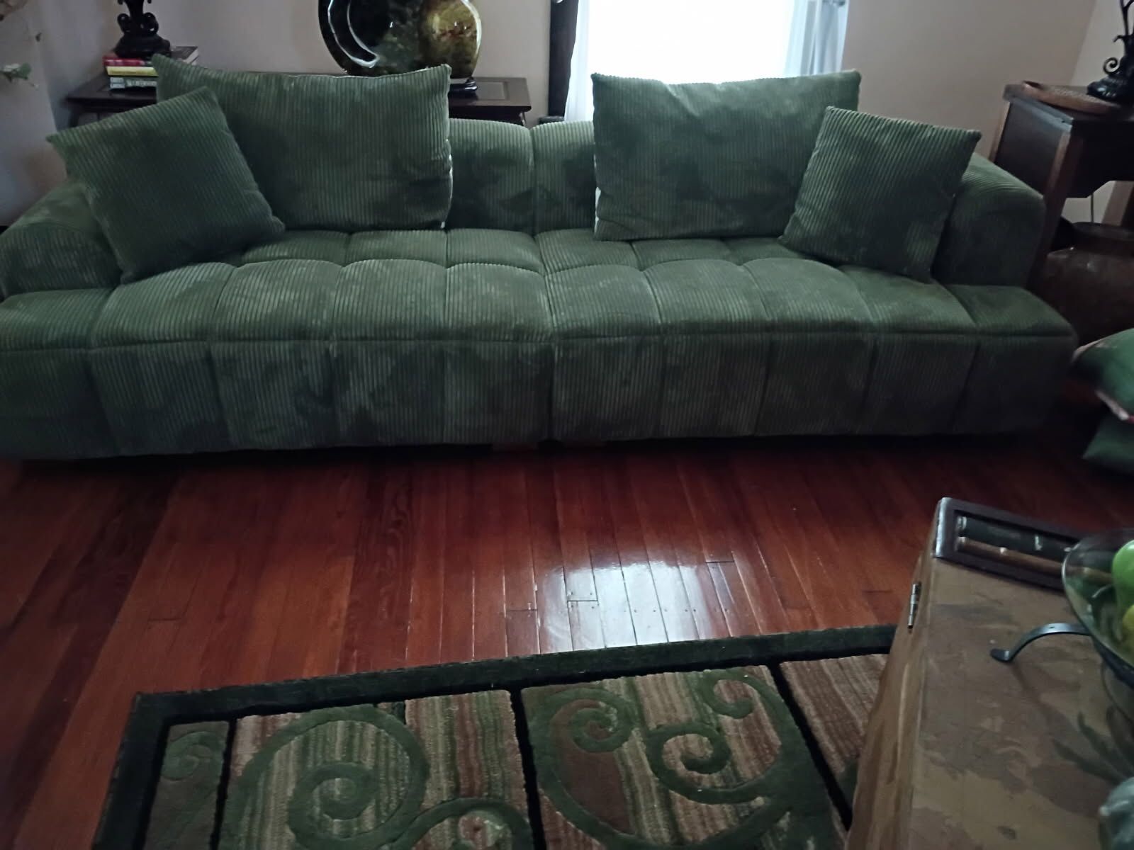 GREEN MODERN CORDUROY COUCH