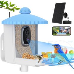 Smart Bird Feeder with Camera Solar Powered , 1080P HD AI Identify Wild Bird Feeder Camera 5000mAh, Auto Capture Bird Videos