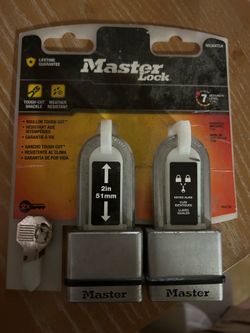 Master Lock Heavy Duty Outdoor Padlock with Key, 1-3/4 in. Wide, 2 Pack