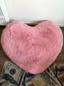 Pink Fluffy Heart-Shaped Floor Pillow