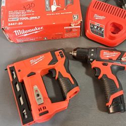 Milwaukee  M12 12-Volt Lithium-Ion Cordless 3/8 in. Crown Stapler ++DRILL