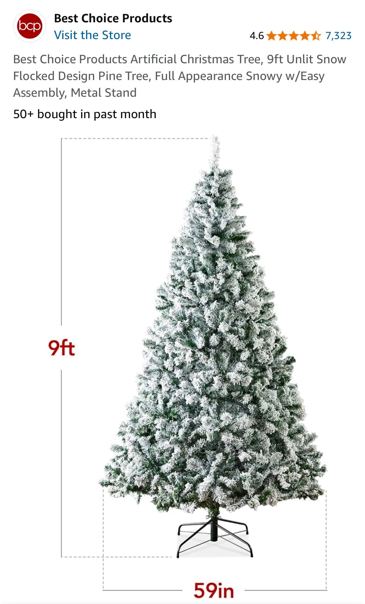 9ft Flocked Pine Christmas Tree