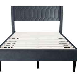 Brand New Charcoal Linen Full Size Platform Bedframe