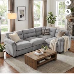 Bonzy Home Sofa Modular Sectional Couches, L‑Shaped Couch, Ultra‑Comfort Seating – Configurable for Living Room & Family Room; Gray