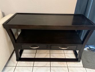 Dark Wood Console Table with Drawers