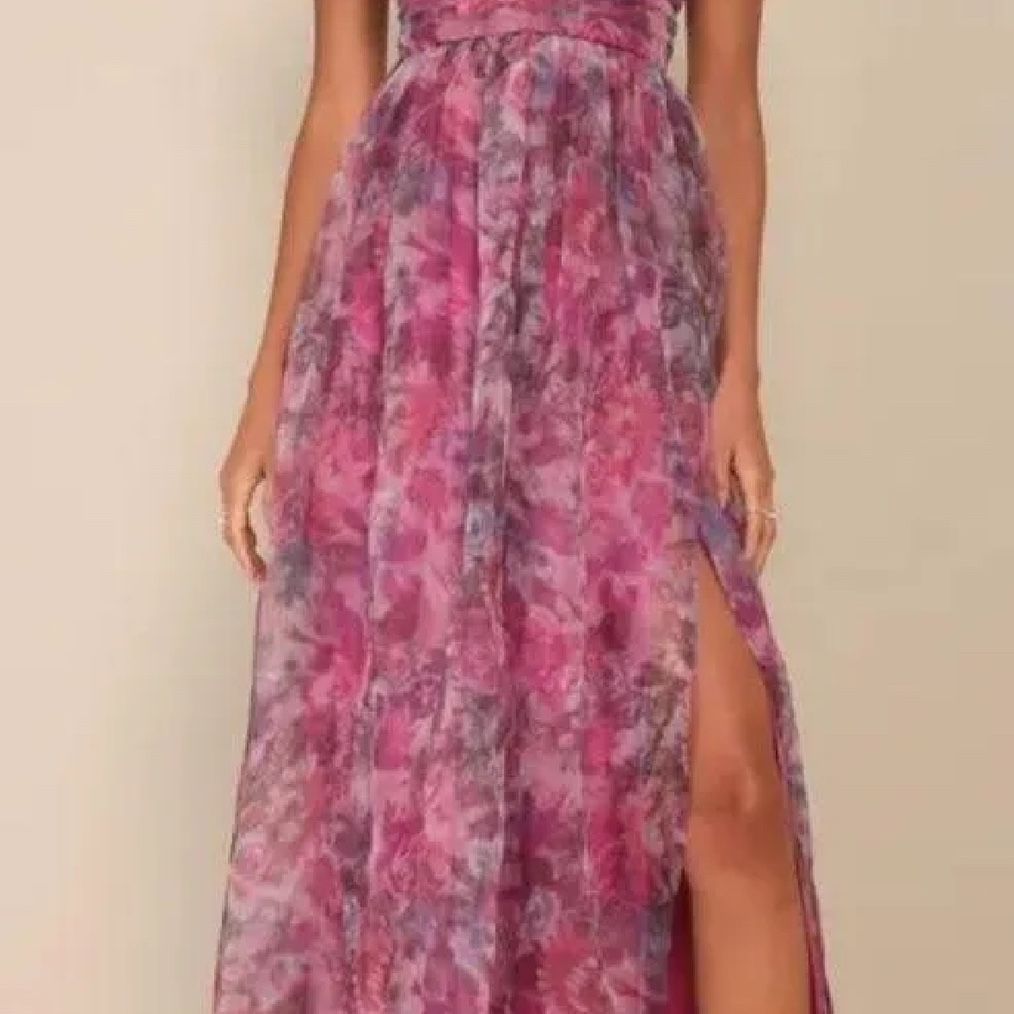 chinese dress ladies Caroline Garden Romance Magenta Floral Print Maxi Dress