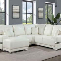 Brand New White Breathable Leatherette Modular Design Sectional Sofa 