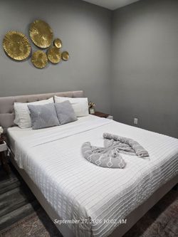 Queen Bed with Upholstered Headboard