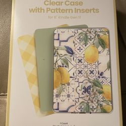 Clear Case with Lemon Pattern Inserts for Kindle Gen 11 NWT Reading Tablet Fun