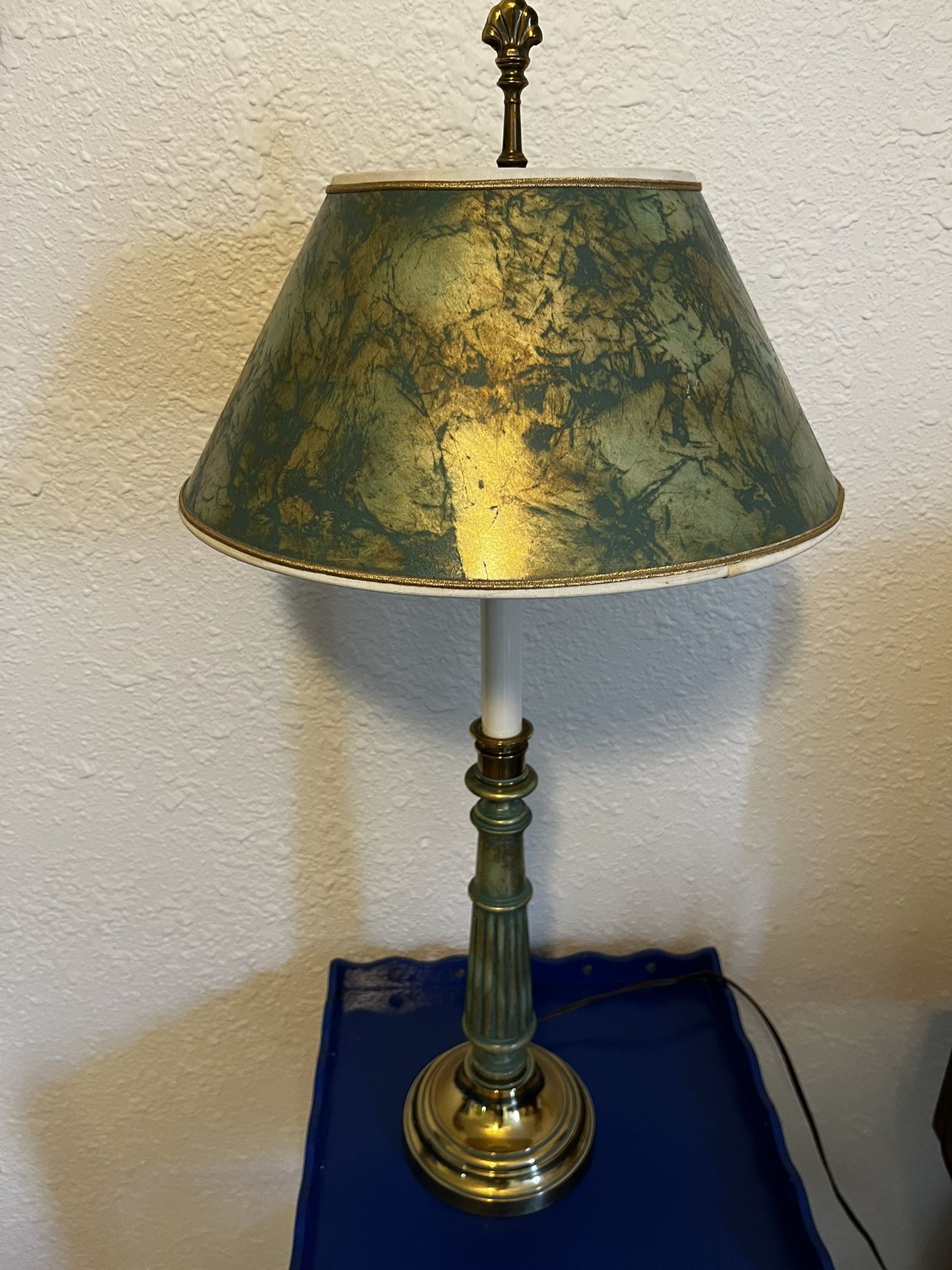 Vintage Stiffel Brass Green Lamp Empire Style