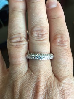 Sterling silver plated & Italian CZ chip ring