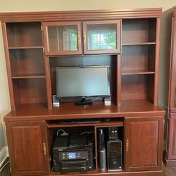 Sauder Heritage Hill 66”W Desk Hutch, Classic Cherry