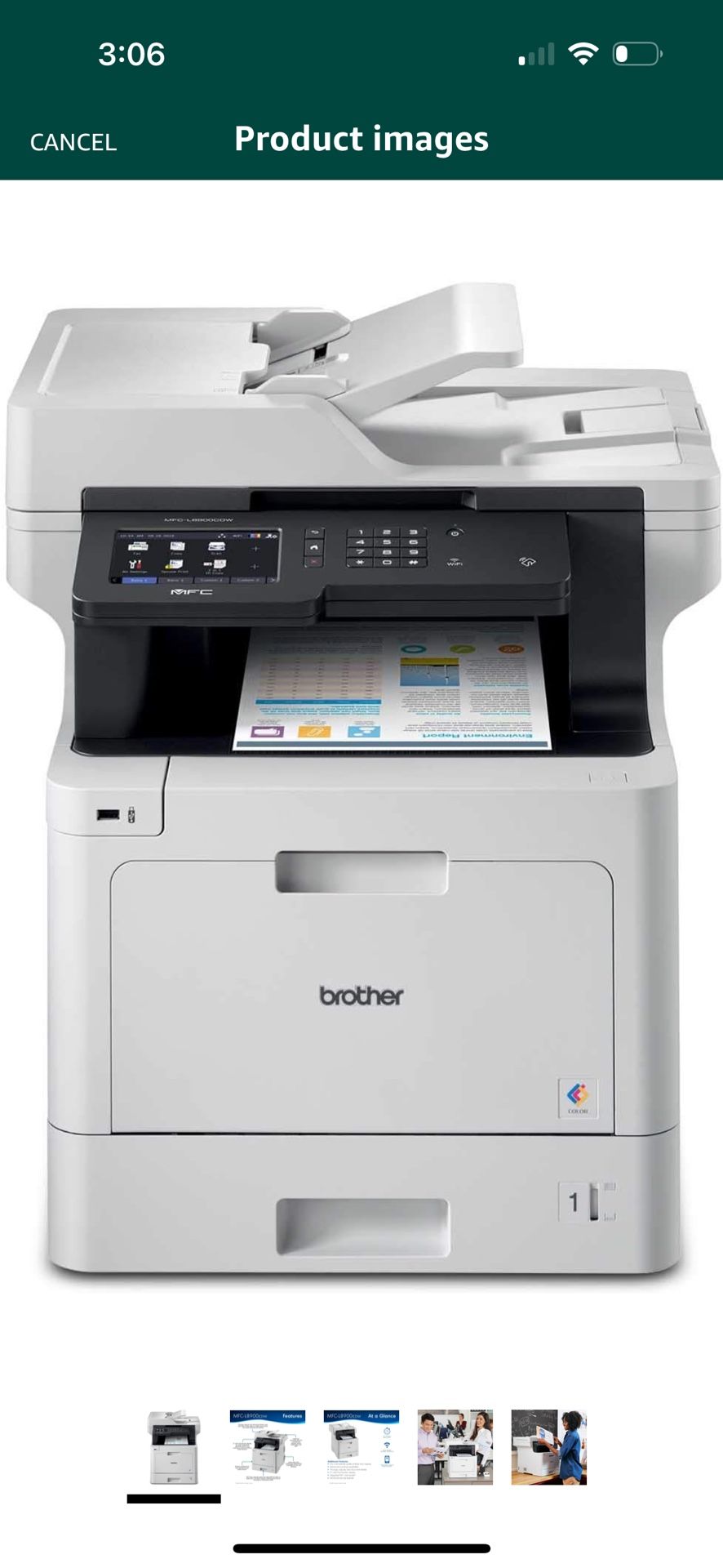BROTHER Business Color Laser All-in-One Printer with Duplex Print, Scan, Copy and Wireless Networking