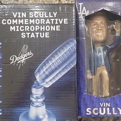 NO TRADES Dodgers Vin Scully Set Mic Microphone Bobblehead Statue 2012 