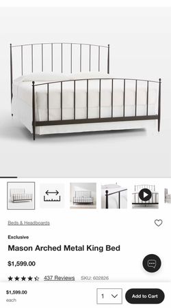Crate & Barrel Mason Arched King Metal Black Bed Frame