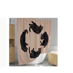 Japanese Cat Shower Curtain