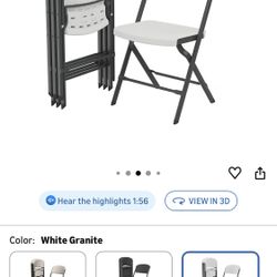 $95- (4) Heavy Duty Commercial Bypass Frame Folding Chair, (White, 4 Pack) 