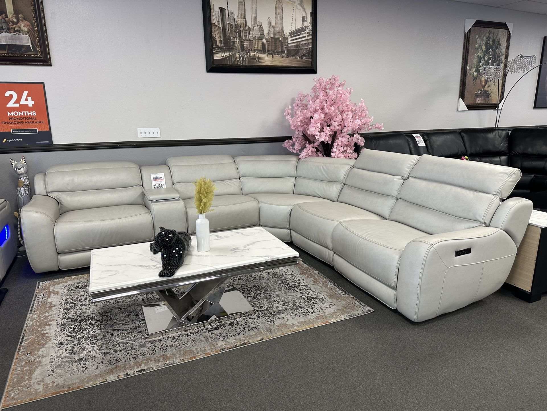Gray Leather Sofa Sectional