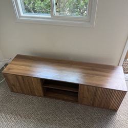 Modern Walnut TV Console / Media Cabinet – Storage + Shelves