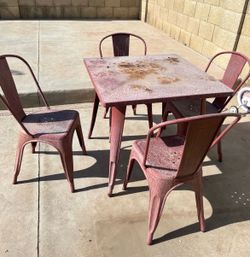 Metal Patio Table and 4 Chairs Set