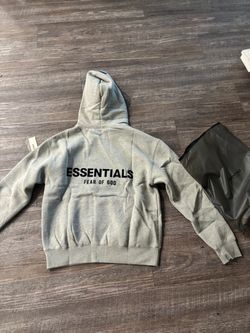 Essential authentic grey hoodie with tags and bag Xs