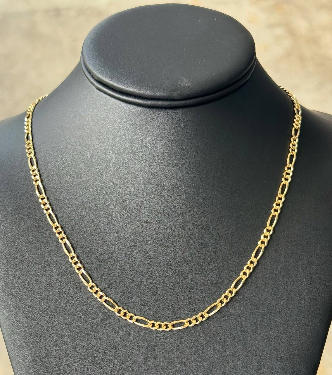 Jewelry Italy 14k solid Yellow Gold Cuban figaro link 18.50β Chain necklace 12.10grams 3.50mm