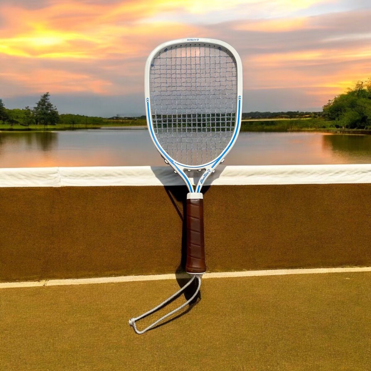 Vintage Ektelon Blue Lite racquetball racquet, likely from the 1990s.