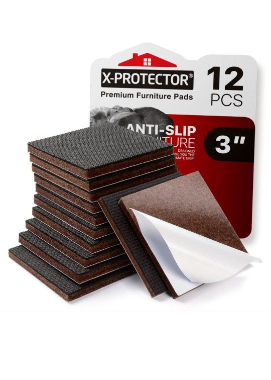 X-PROTECTOR Non Slip Furniture Pads – 12 Premium Furniture Grippers 3"! Best Sel