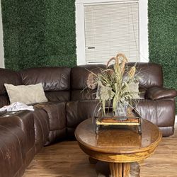 Must Go Today! Make Offer  Leather Sectional Powered Recliners With Console Power Bank And USB End Chargers 