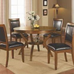 Brand New 5PC Deep Brown/Dark Brown Circular Dining Set