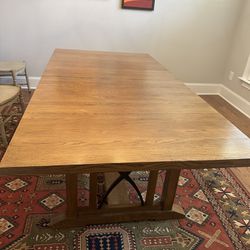 Solid Wooden  6 Chair Dining Table With Leaf