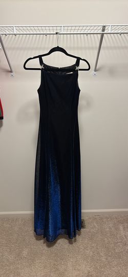 Caché Black Blue Ombre Shimmer Maxi Dress