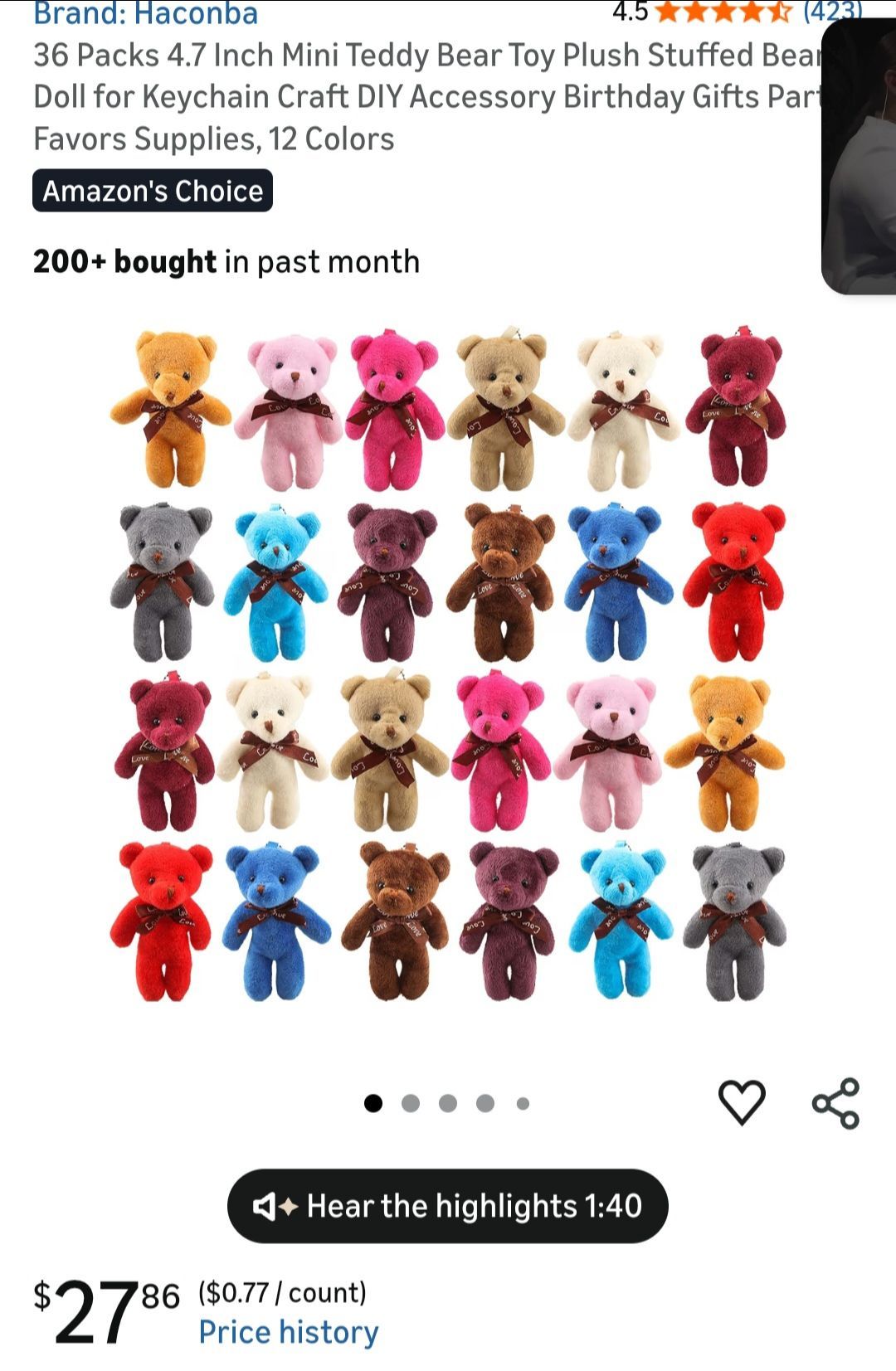 Set Of 125 Teddy Bears about 4.5 inches /Set De 125 Osos de 4.5 pulgadas