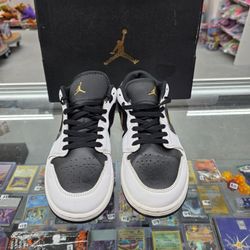 Nike Air Jordan 1 Low "White/Metallic Gold/Black" 553558-172 Men's Size 11.5