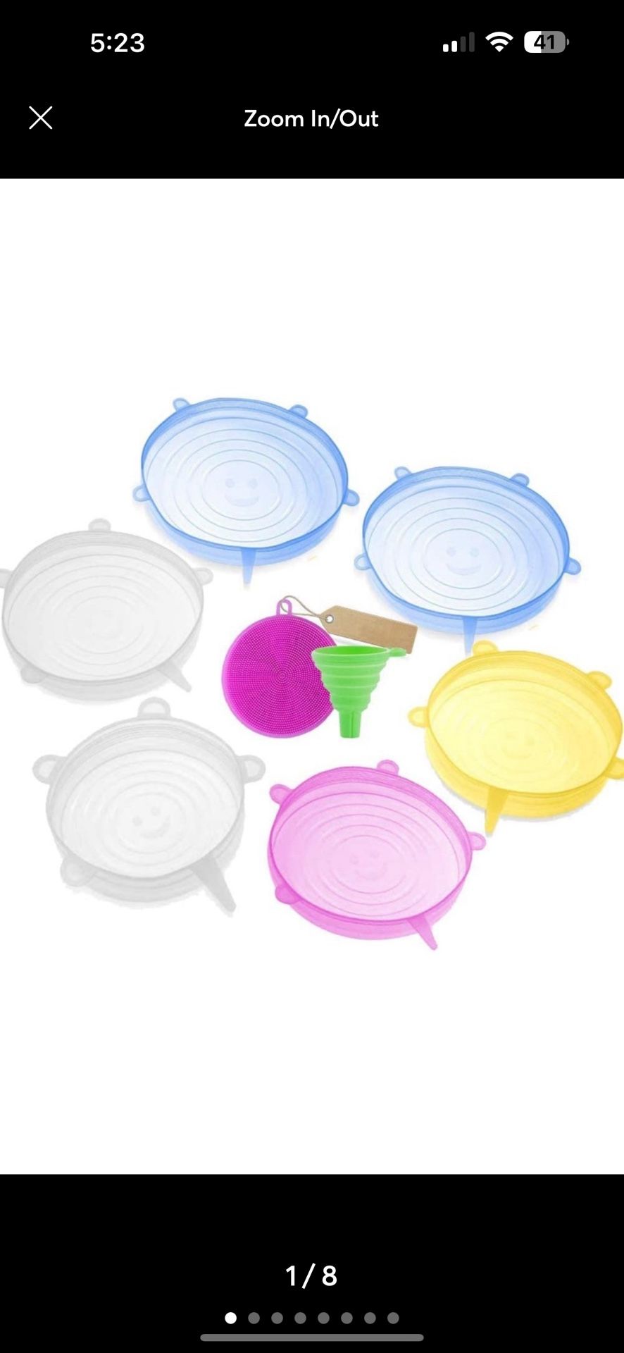 DARUNAXY 3.74'' Diameter Silicone Stretch Lids, 6 pcs Assorted Color
