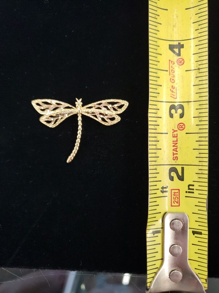 14K Gold Dragonfly Pin Brooch