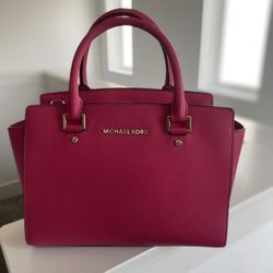 Michael Kors Selma Saffiano Leather Pink Crossbody Handbag