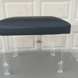ina Navy and Acrylic Upholstered  Ottoman Foot stool corner stool. Great as a piano stool for the right person. Only some small amount of paint on one