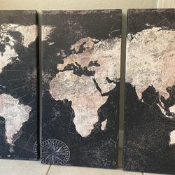 3 Piece Wall Art Of The World 