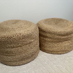 Woven pouf ottoman set