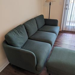 Green Sofa With Ottoman